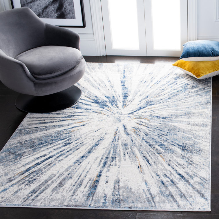 17 Stories Koury Abstract Gray/Blue Area Rug Wayfair
